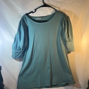 Cato Teal Button Sleeve Blouse